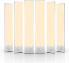 Paquete de 6 luces inalámbricas para debajo del gabinete, 32 luces LED con sensor de movimiento, luces magnéticas recargables para interiores, funciona con pilas, luces debajo del mostrador para