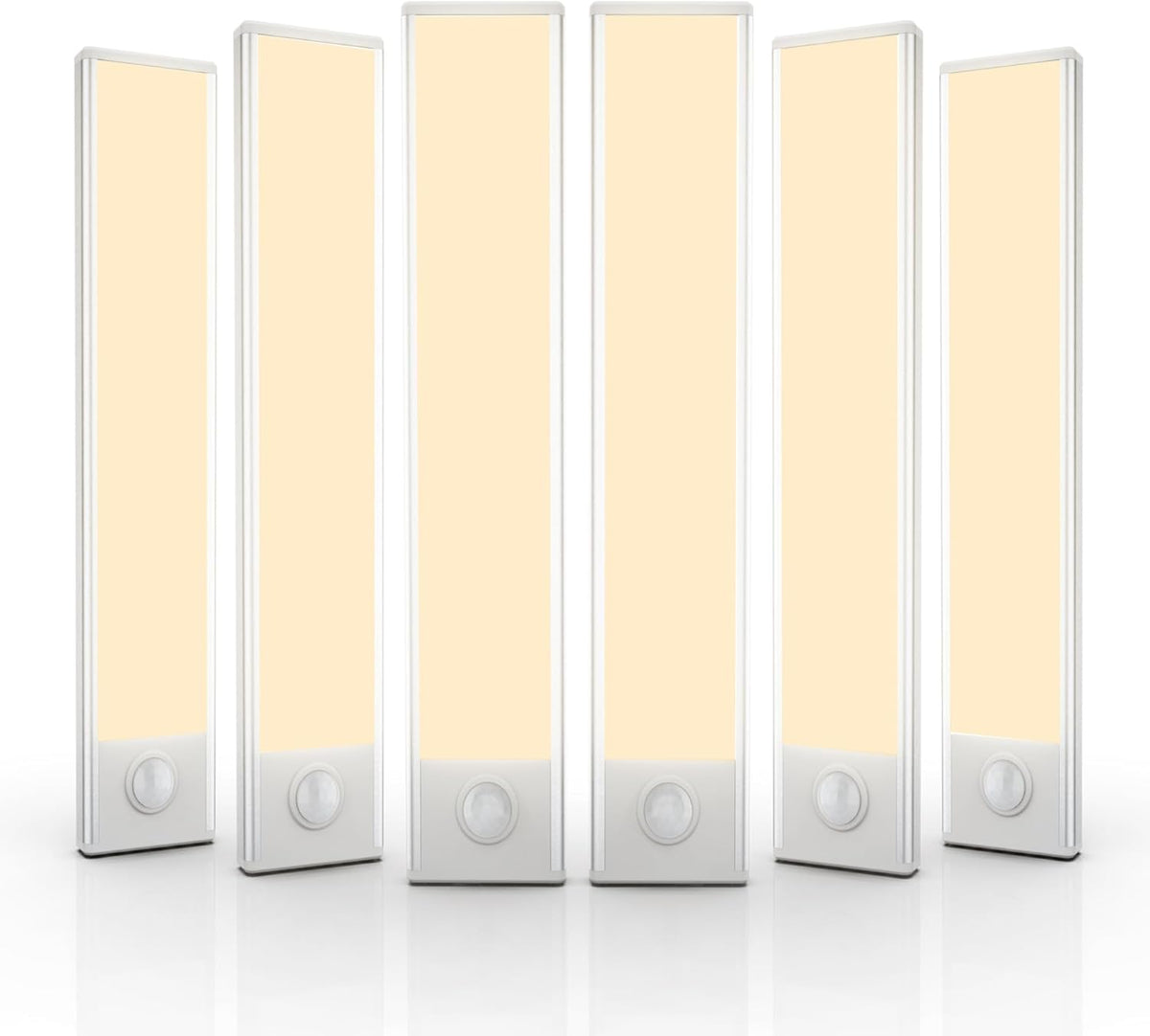 Paquete de 6 luces inalámbricas para debajo del gabinete, 32 luces LED con sensor de movimiento, luces magnéticas recargables para interiores, funciona con pilas, luces debajo del mostrador para