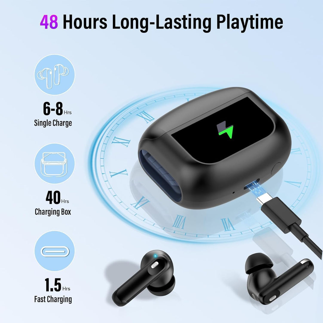 Auriculares inalámbricos, auriculares Bluetooth 5.4 con pantalla tá...
