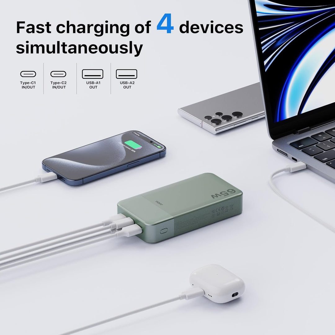 JUOVI Cargador portátil de 65 W, banco de energía de 20000 mAh, com...