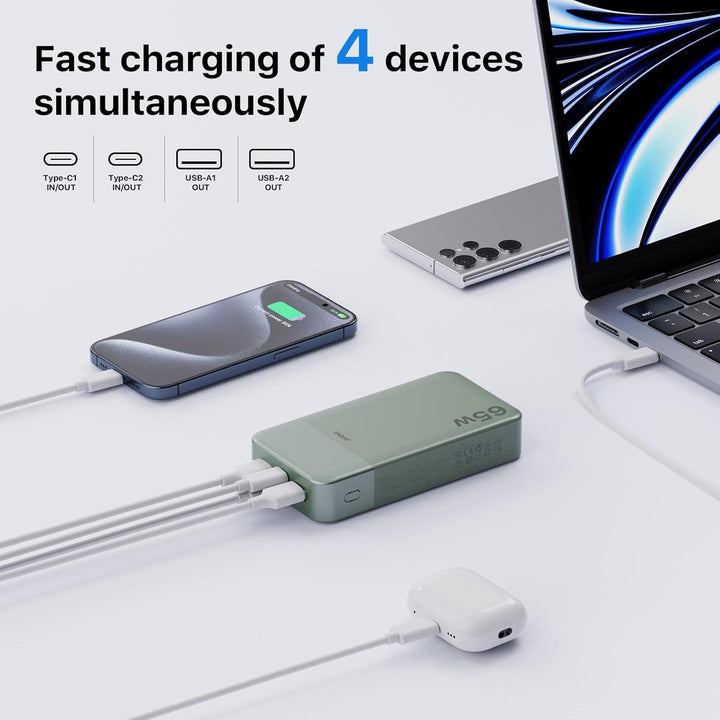 JUOVI Cargador portátil de 65 W, banco de energía de 20000 mAh, com...