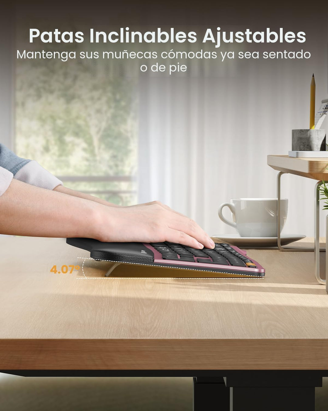 ProtoArc Teclado ergonómico Bluetooth retroiluminado, EK01 Plus Tec...