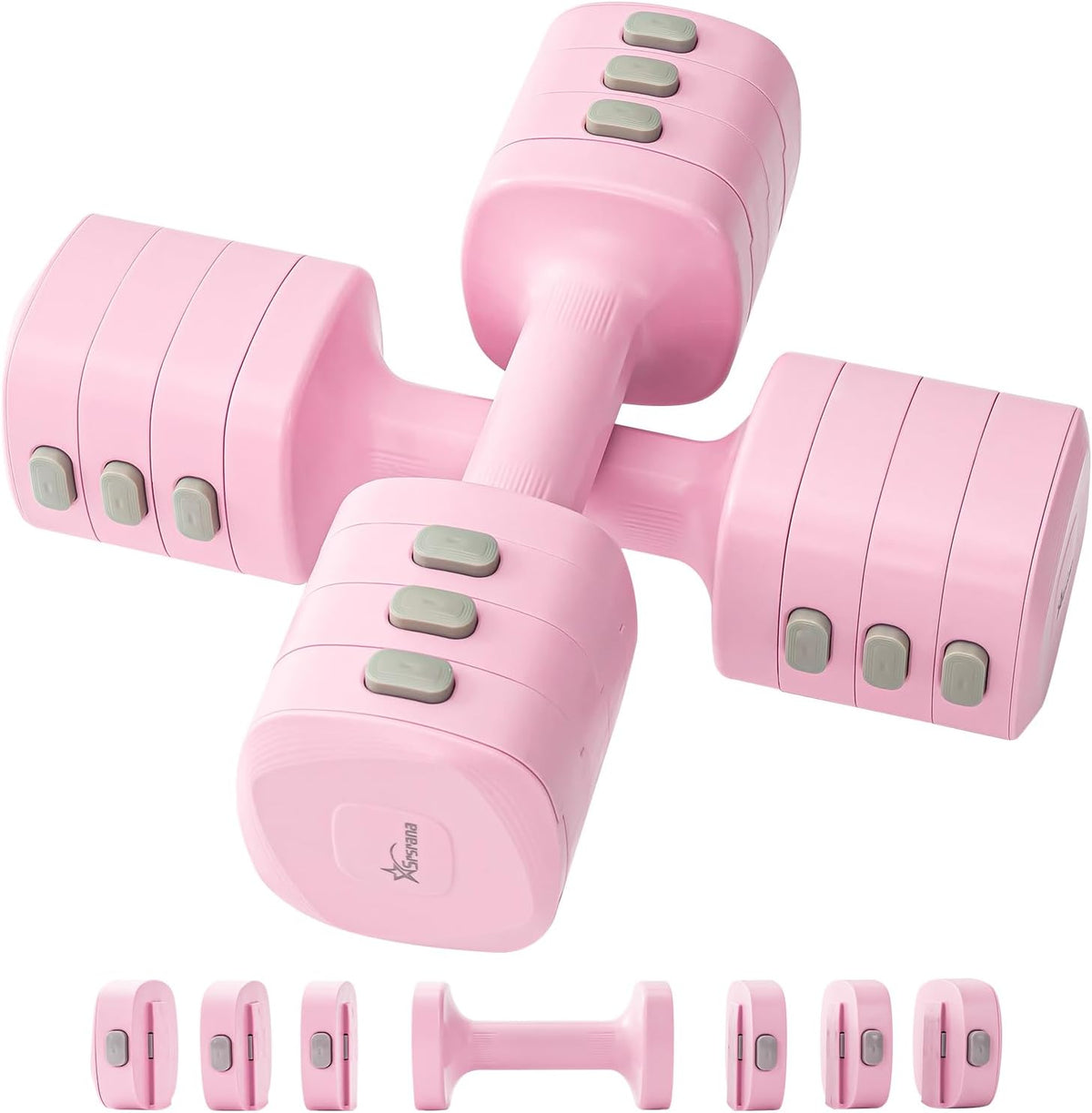 Juego de mancuernas y pesas rusas ajustables 2 en 1 para mujer (1.1-12.1 libras), pesas libres de cambio rápido para gimnasio en casa, pilates y entrenamiento de cuerpo completo