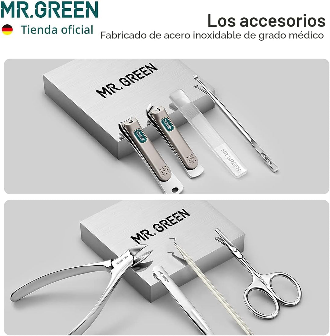 MR.GREEN Juegos de manicura Kits de pedicura Cortaúñas de acero ino...