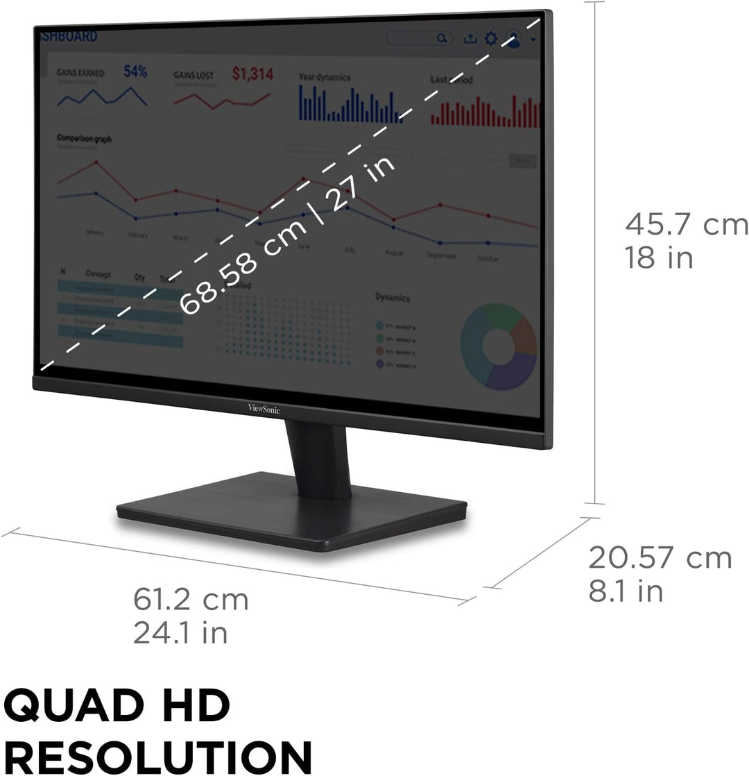 ViewSonic VS2725-2K - Monitor QHD de 27 pulgadas (1440p) con 100Hz,...