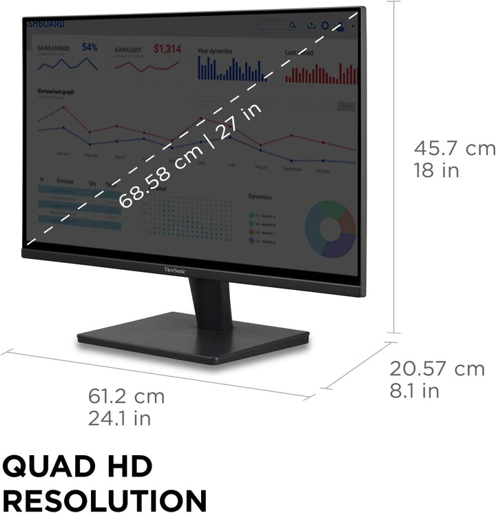 ViewSonic VS2725-2K - Monitor QHD de 27 pulgadas (1440p) con 100Hz,...