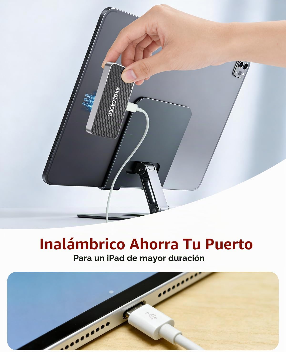 Cargador inalámbrico magnético para iPad Pro 11 (1st/2nd/3rd/4th) y iPad Air 11 (M2/M3) y iPad Air 10.9, conector inteligente de carga rápida de 18 W, almohadilla de carga inalámbrica de aleación con