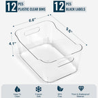 Paquete de 12 cubos de almacenamiento transparentes multiusos, contenedores organizadores de despensa para armario de cocina