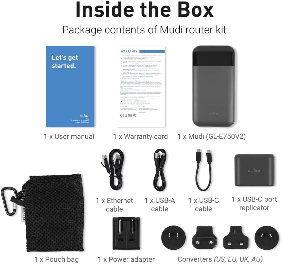 GLiNet GL-E750V2 4G LTE Hotspot Wi-Fi portátil para