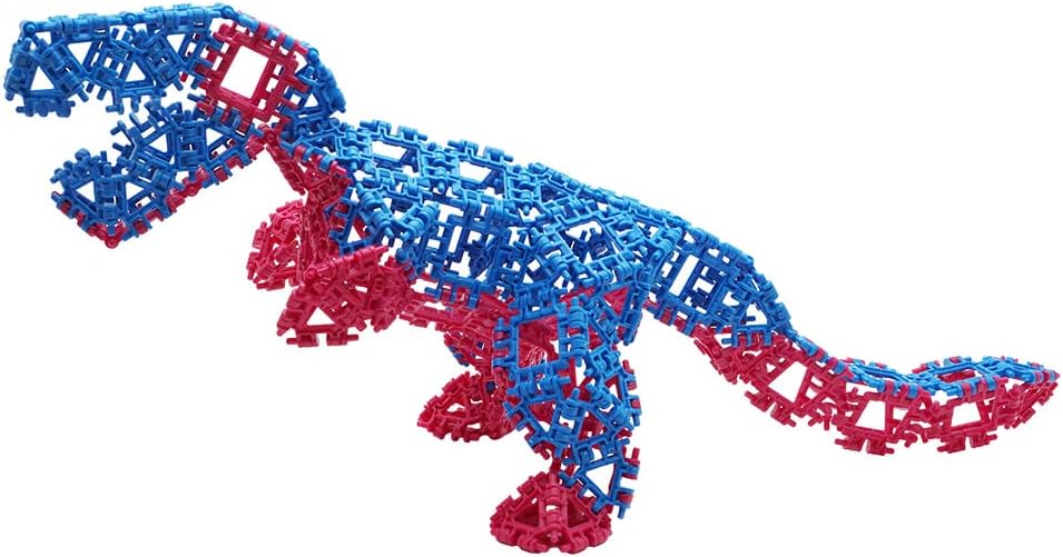 That Hinge Toy - Juego de 150 piezas rojo + azul, dinosaurio + más juguete de construcción STEM