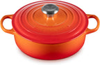 Le Creuset - Olla holandesa ancha, redonda y única de hierro fundido esmaltado, de 6.75 cuartos de galón, Fuego