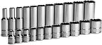 Capri Tools Juego de llaves de 3/8 pulgadas de 12 puntos, SAE, poco profundas y profundas, de 1/4 a 7/8 pulgadas, 22 piezas