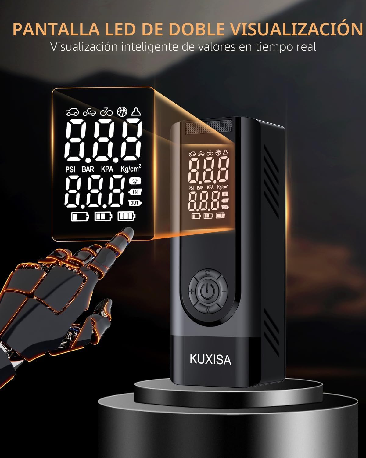KUXISA Compresor de aire portátil para inflador de neumáticos, comp...