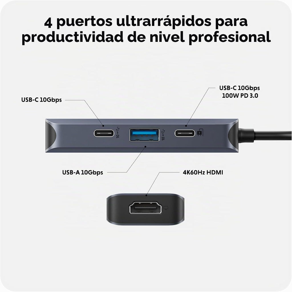 Hyper, 5785583, hub USB 3.2 de 4 puertos