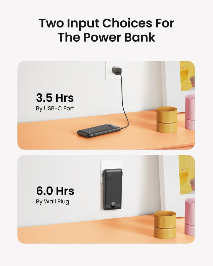 Coowisty Cargador portátil con enchufe de pared, banco de energía U...