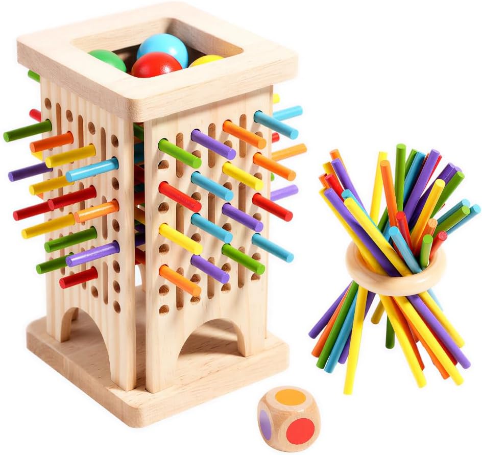 Juego de palos de madera 3 en 1 para niños juego de bola