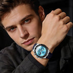 OLEVS Relojes Cronógrafo Masculinos de Moda Empresarial Analógico Quartz Reloj de Pulsera para Hombre, Cinturón de Silicona a prueba de agua con Luminiscente, Calendario