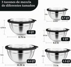P&P CHEF - Juego de tazones de metal con tapas, tapas herméticas visibles y color negro
