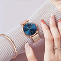 OLEVS Relojes para Mujeres y Juego de Pulseras Slim Casual Vestir Reloj de Muñeca para Dama Rosado Oro