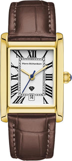 PIERRE RICHARDSON PR2091 Reloj de lujo para hombre - Reloj de cuarzo de acero inoxidable, resistente al agua 5ATM, cristal de zafiro resistente a los arañazos, correa de cuero, reloj para hombre