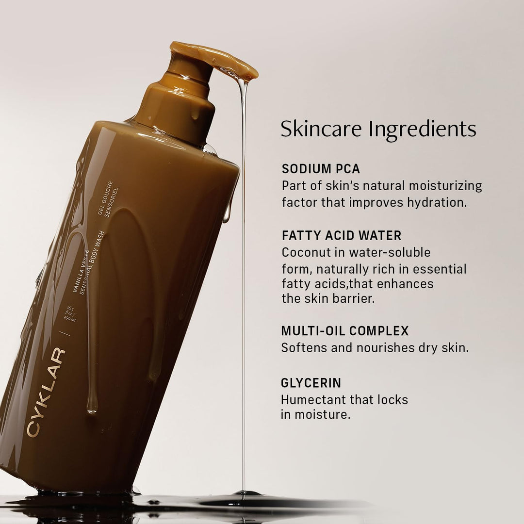 CYKLAR Gel de baño sensorial. Limpiador hidratante Vanilla Verve co...