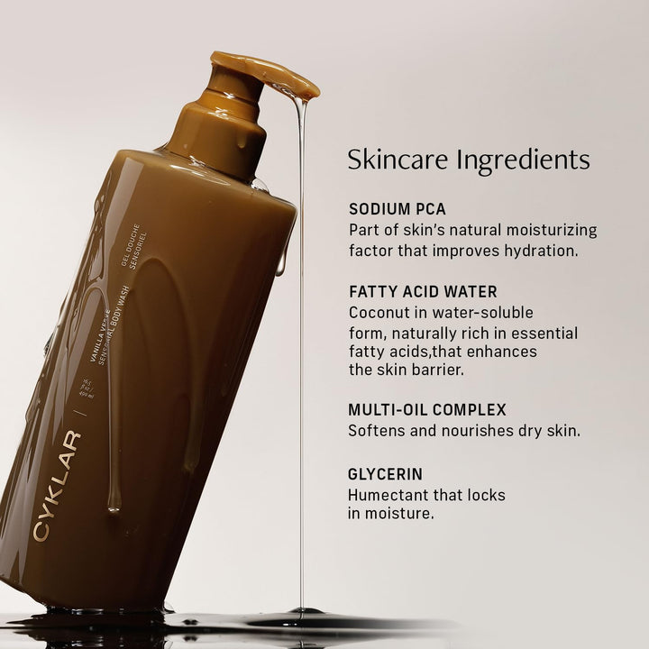 CYKLAR Gel de baño sensorial. Limpiador hidratante Vanilla Verve co...