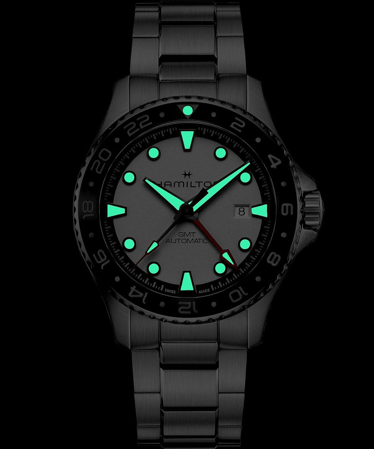 Hamilton Reloj para hombre automático azul marino caqui, acero inoxidable