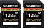 [Recuperación de datos gratuita de 5 años] Tarjeta SD GIGASTONE de 128 GB, paquete de 2 unidades, cámara 4K extrema, UHS-I A2 V30 U3 C10 SDXC de alta velocidad, velocidad de hasta 170 MB/s, compatible