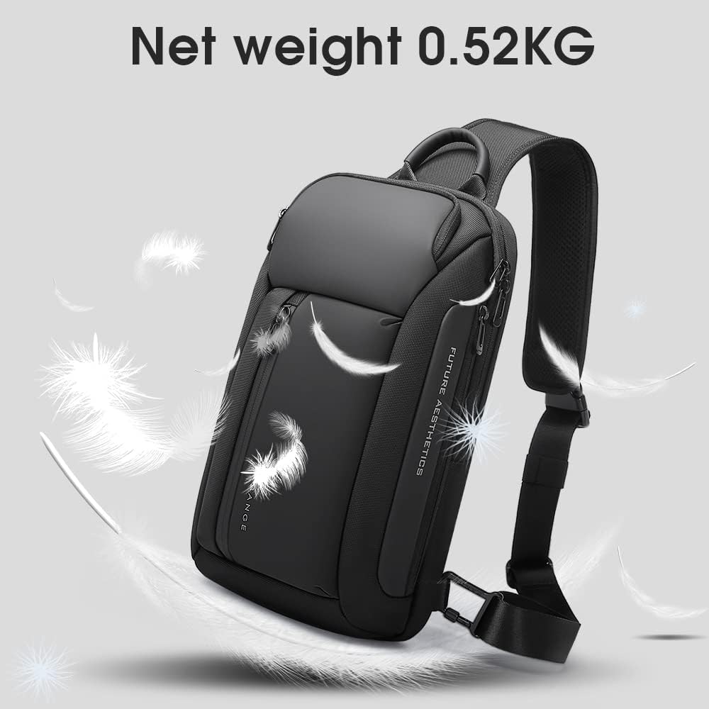BANGE Mochila cruzada para hombre, bolsa de hombro impermeable para viajes, senderismo y viajes diarios