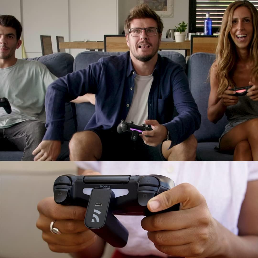 4 - Cargador inalámbrico para controlador PlayStation 4, batería portátil para DualShock 4, jugar mientras se carga, +12 horas de duración de la batería, accesorio PS4