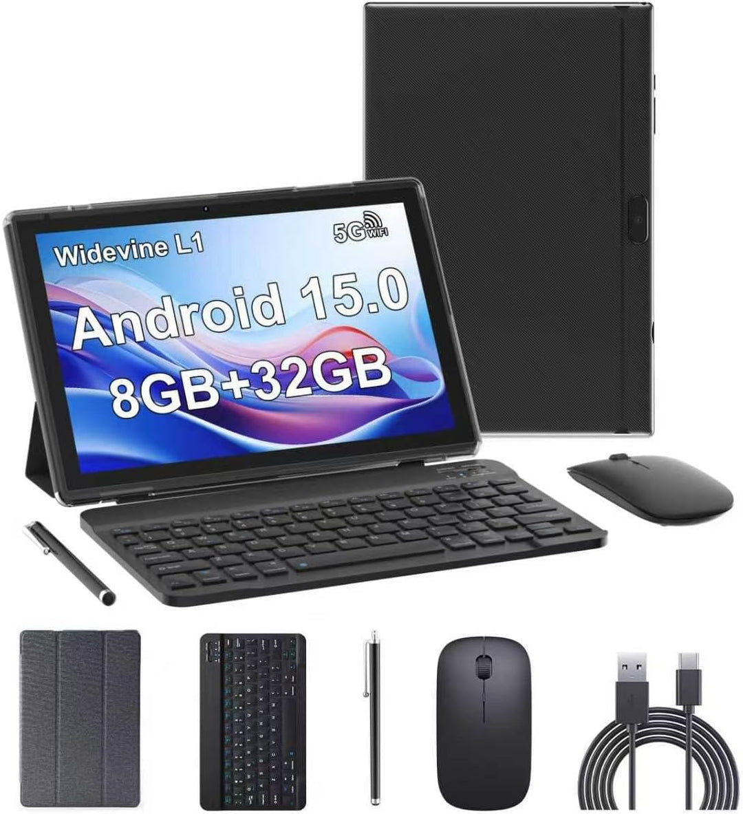 YQSAVIOR Tableta Adnroid 15, tableta 2 en 1 (negro)