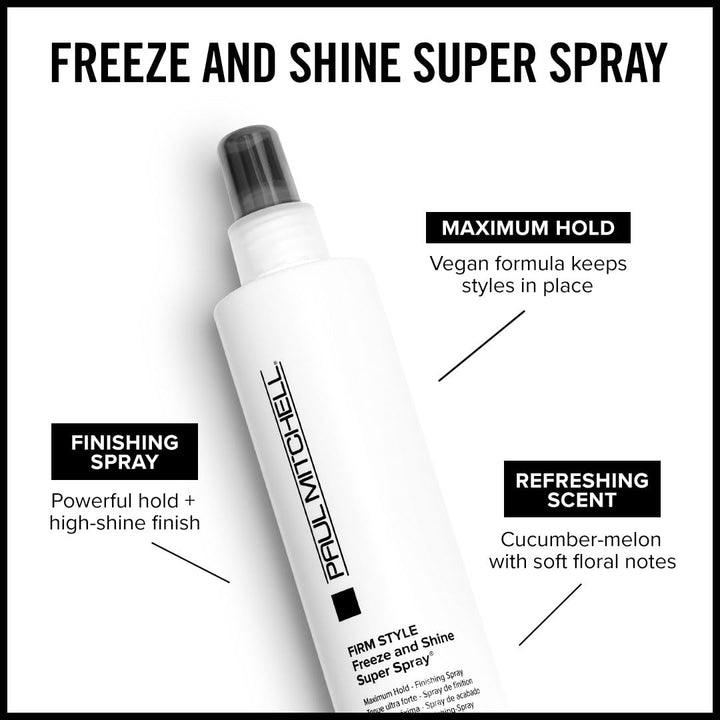 Paul Mitchell Freeze and Shine Super Hairspray, máxima sujeción, la...