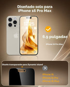 UNBREAKcable - Protector de pantalla de privacidad para iPhone 16 Pro Max, cobertura completa
