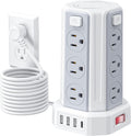 SMALLRT - Cable de extensión de 10 pies con 12 tomas de corriente alterna múltiples, 4 USB (1 USB C), estación de carga de escritorio SMALLRT para hogar, oficina, universidad, dormitorio esencial