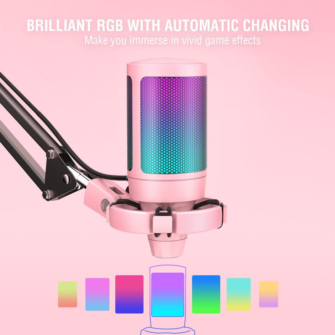 Kit de micrófono USB para juegos FIFINE, juego de micrófono RGB par...