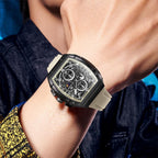 OLEVS Relojes para Hombre Casual Lujo Cara Grande Cronógrafo Multifuncional Relojes de Hombre Correa de Silicona/Nylon Duradera 3 ATM Resistente al Agua Reloj de Hombre Fecha Fase Lunar Reloj