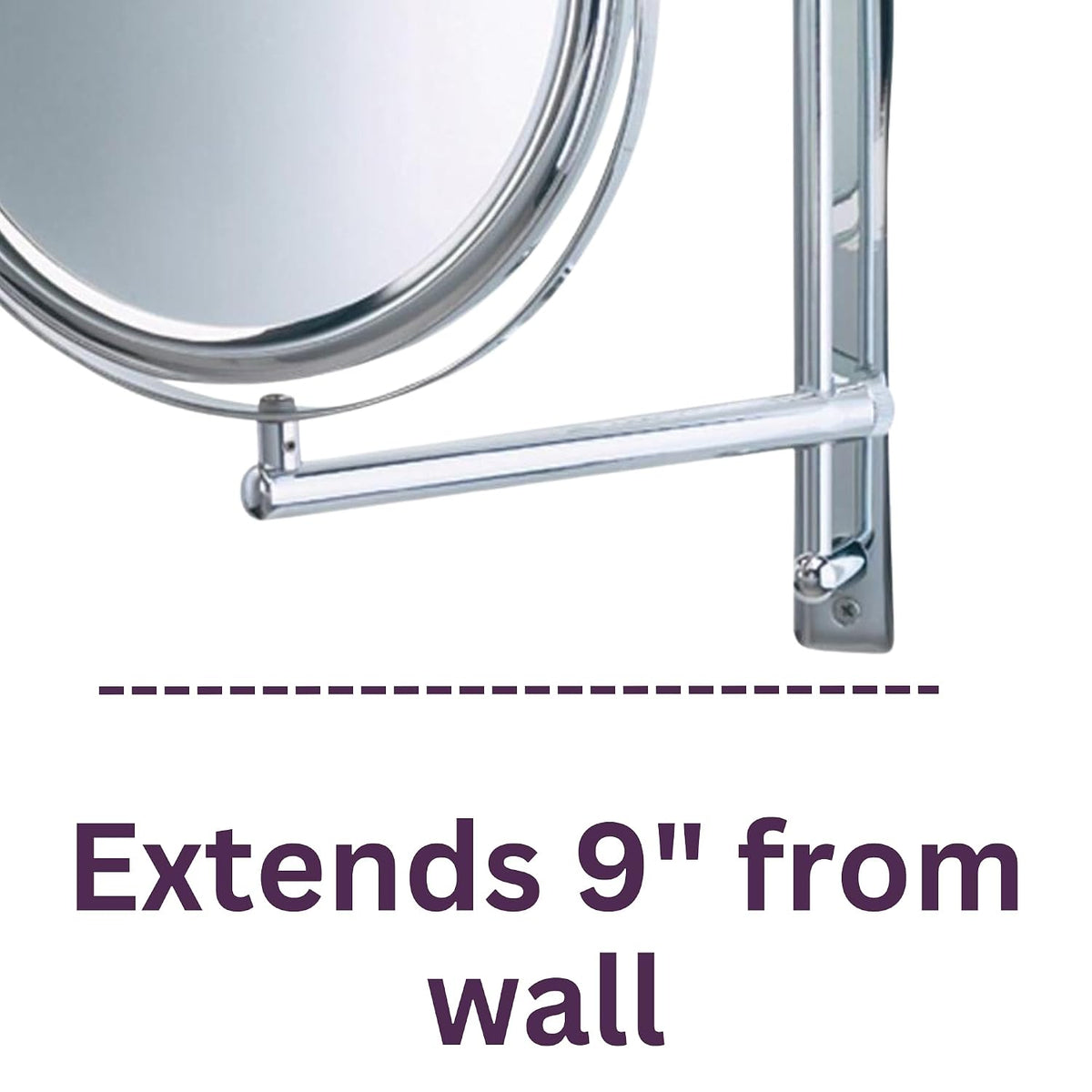 JERDON Espejo de maquillaje de pared de dos caras con aumento 3X-1X - Espejo de 9 pulgadas de diámetro se extiende 9 pulgadas - Acabado cromado pulido - Modelo JP3030CF