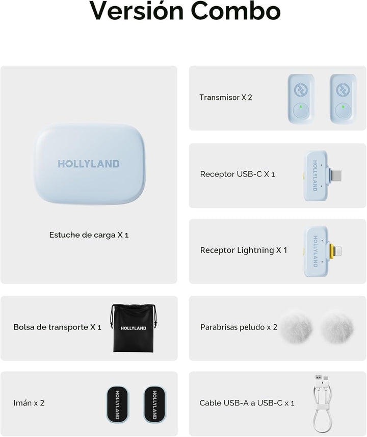 Hollyland Lark A1 Mini Micrófono Inalámbrico para iPhone y Android,...