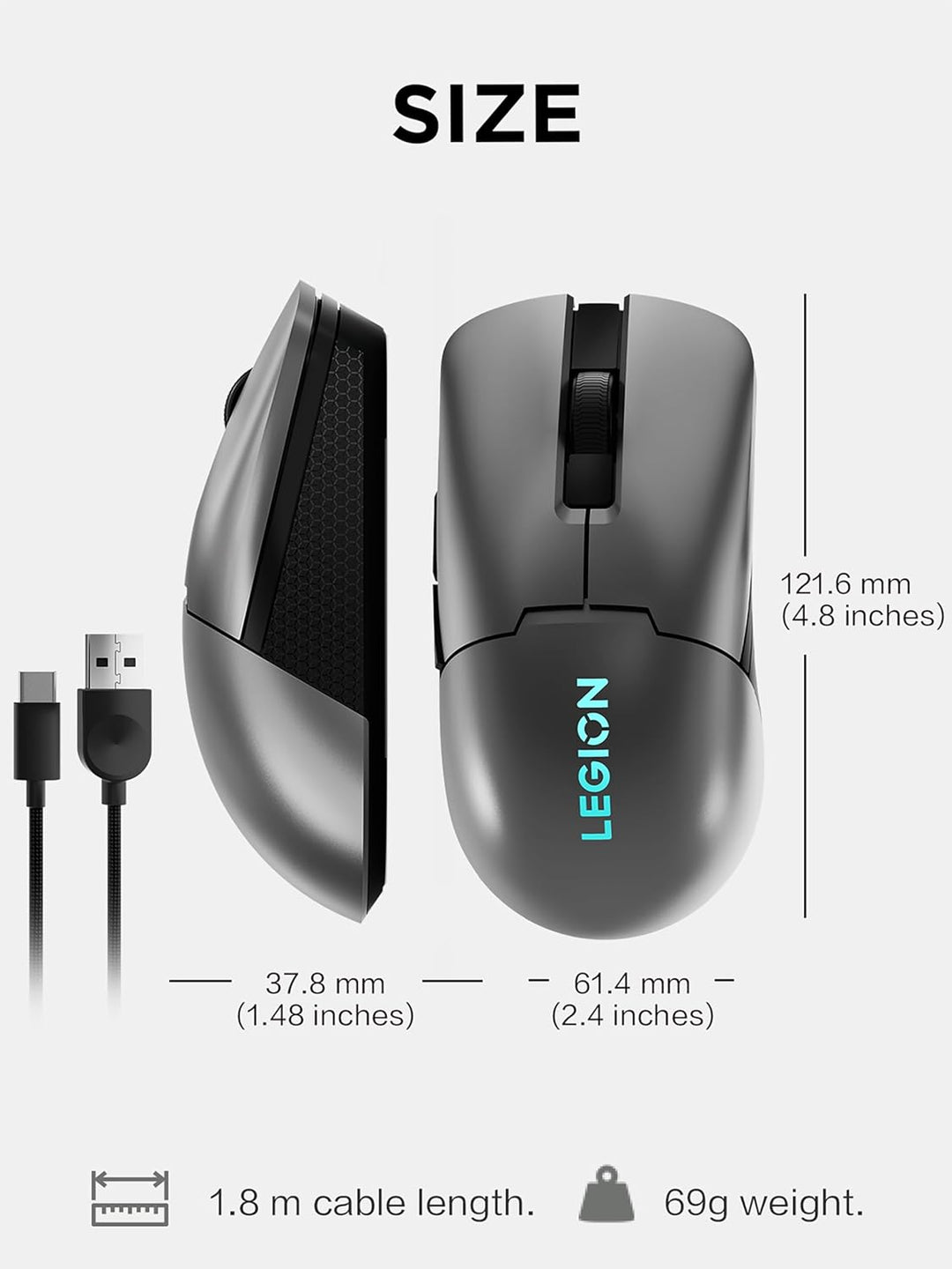 Lenovo Legion M600s RGB - Mouse inalámbrico para juegos, 19,000 DPI...