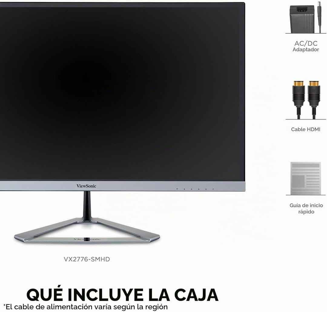 Monitor ViewSonic LED VX2276-SMHD, 22 pulgadas, diseño sin marco, u...