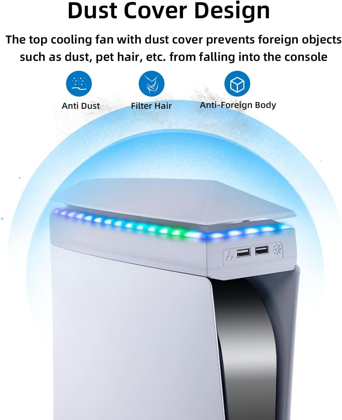 Mcbazel - Ventilador de refrigeración RGB para PS5 Disc y Digital, 3