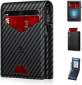 Billetera para hombre con bloqueo RFID minimalista para 12-14 tarjetas | Cartera inteligente delgada y plegable con ventana para identificación y ranura para efectivo, bolsillo frontal, estuche