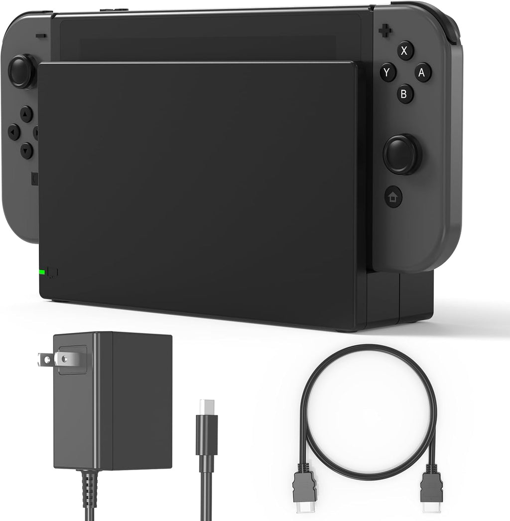 Estación de Dock para TV para Switch/Switch OLED Reemplazo 3-en-1 – Incluye Módulo IC Original, Cargador AC y Cable HDMI de Alta Velocidad, Soporta Salida 1080P HD y Carga de la Consola (No Compatible con Switch 2)