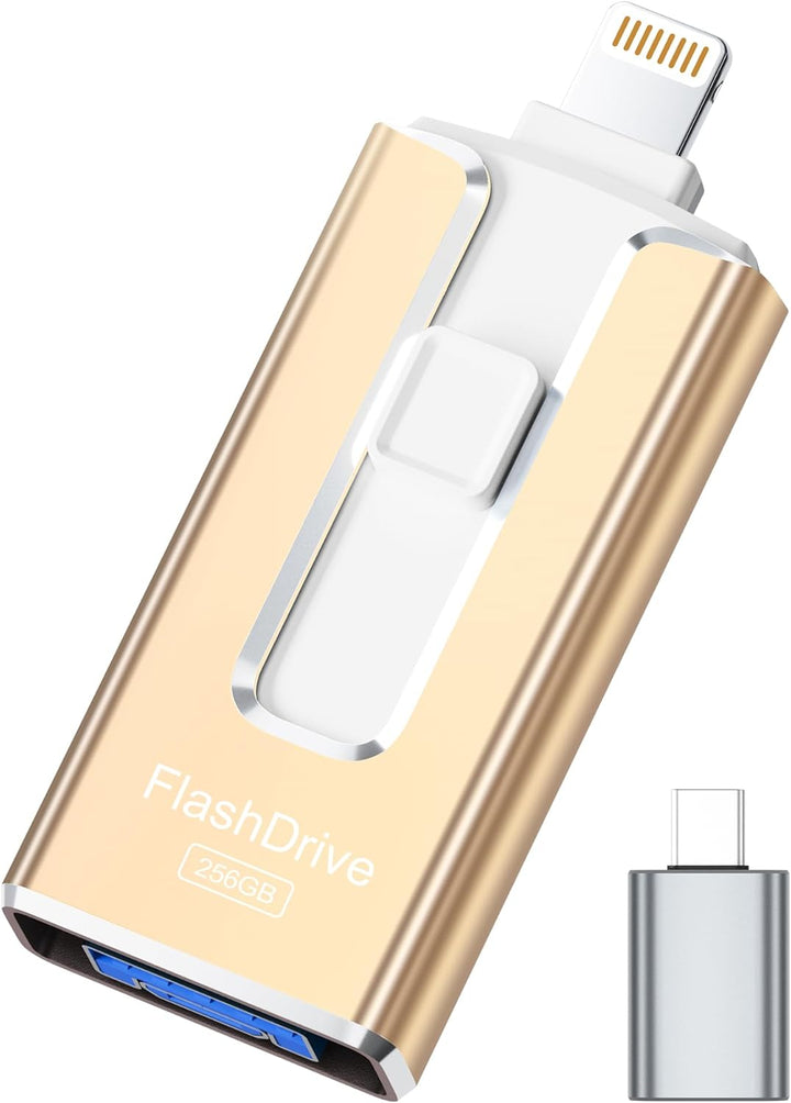 Unidad flash con certificación MFi para iPhone iPad de 256 GB, barr...