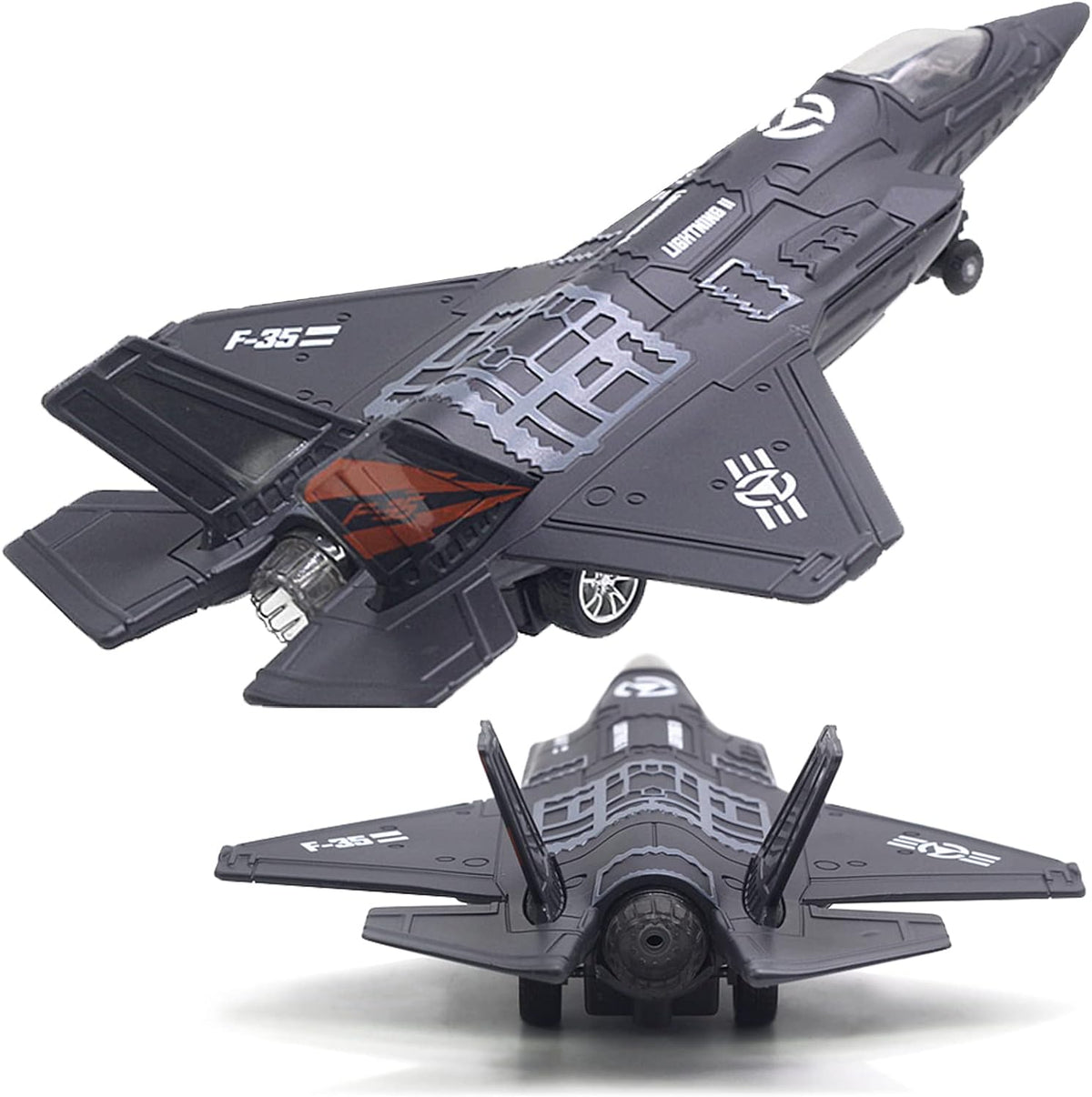Avión de Combate a Escala Militar F-35 Modelo de Avión del Ejército Fuerza Aérea de Metal Fundido con Retroceso Avión de Ataque y Bombardeo con Luces y Sonidos para Niños o Colección