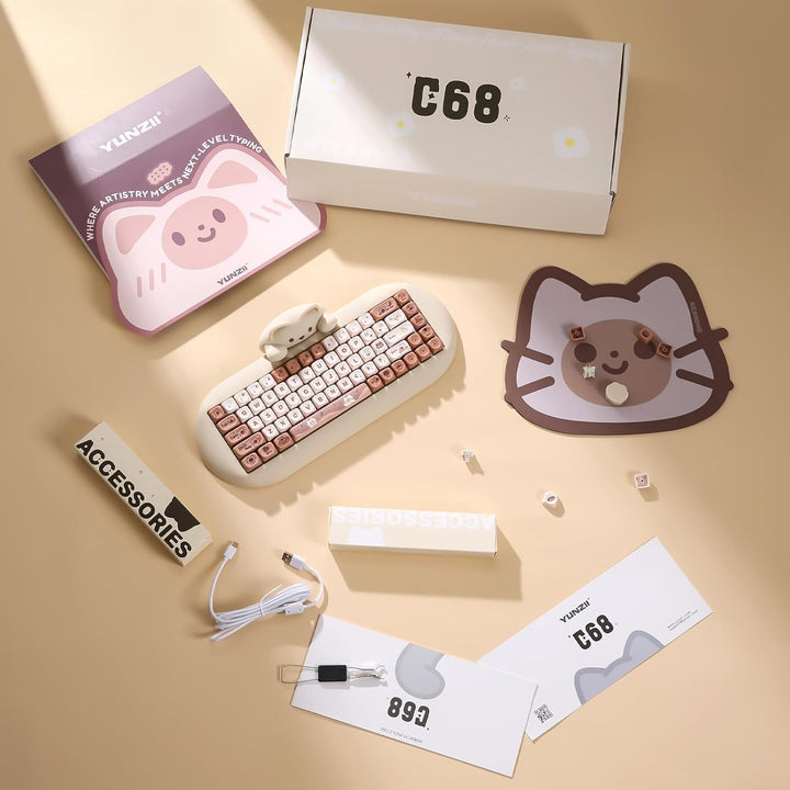 YUNZII Teclado mecánico inalámbrico C68, distribución 65%, intercam...