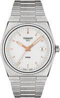 Reloj de vestir Tissot para hombre PRX con carcasa de acero inoxidable 316L, color gris T1374101103100