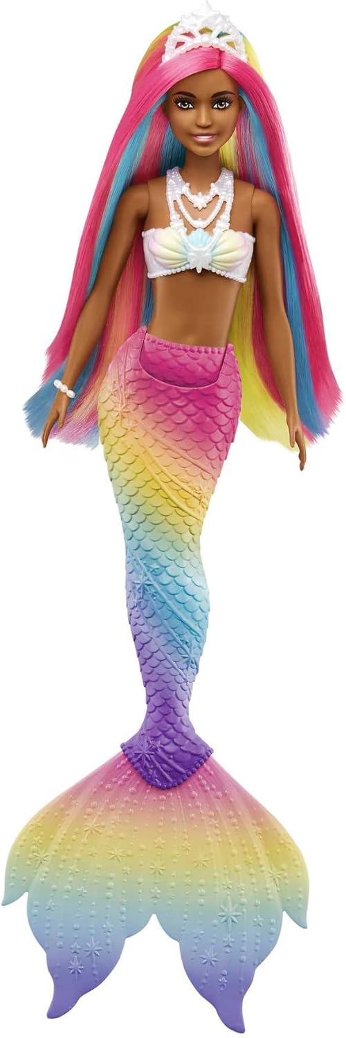 Muñeca Barbie Dreamtopia, sirena mágica arcoíris con pelo arcoíris...
