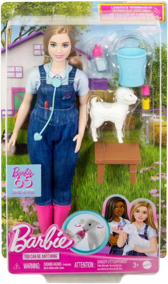 Muñeca de 65 aniversario de Barbie y 10 accesorios, juego de veteri...