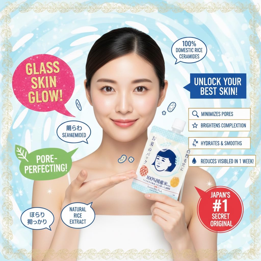 Keana Mascarilla facial de arroz japonés, mascarilla hidratante par...
